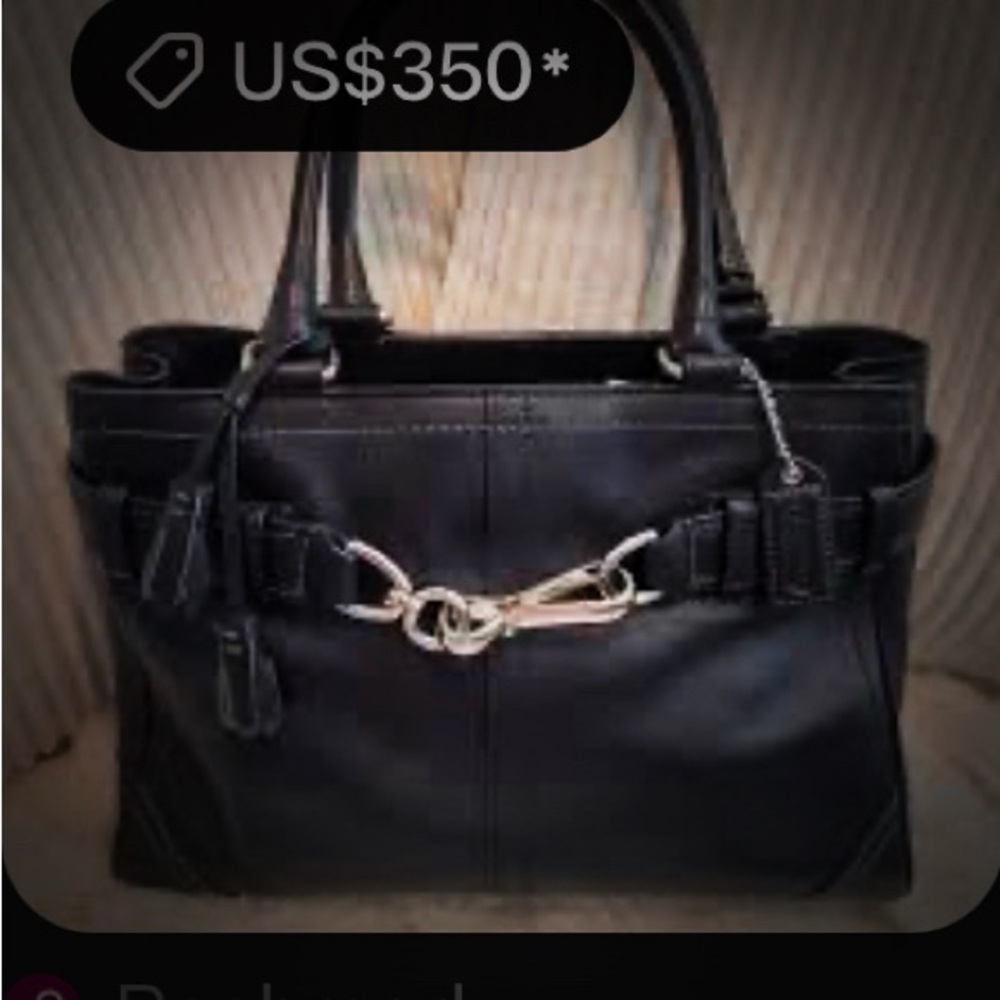 Vintage Y2K Coach tote handbag Black Leather Satchel shoulder bag - Picture 4 of 17